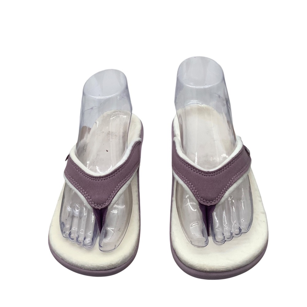 Spenco Women Orthotic Flip‎ Flop Slippers Mauve Purple Faux Fur Size 6D Comfort